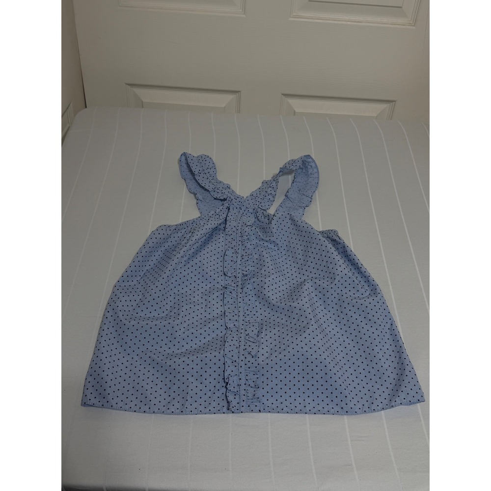 Waverly Grey Liberant Blue Polka Dot Ruffle Crossback Sleeveless Top Small